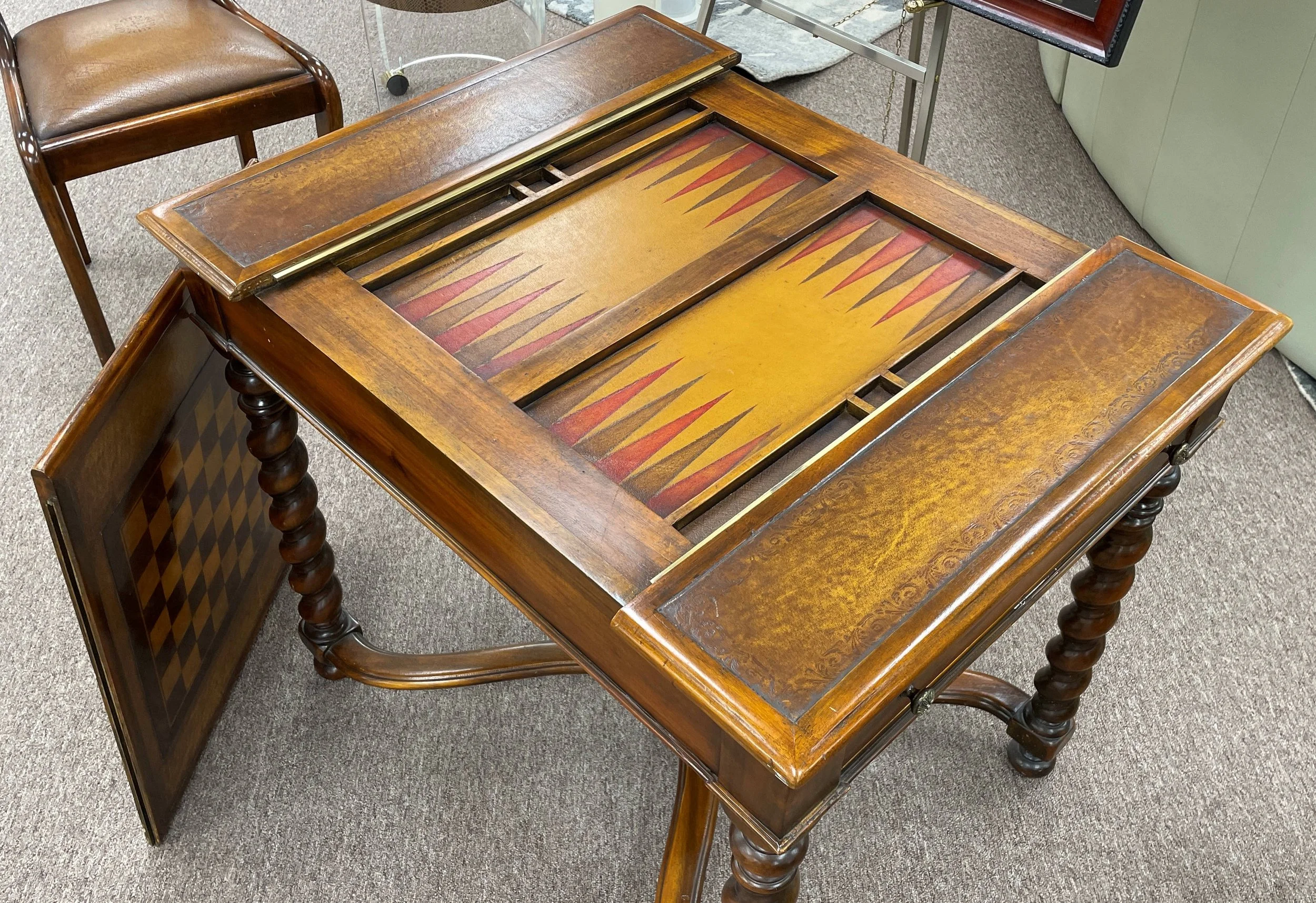 94615★THEODORE ALEXANDER ゲームテーブル チェス Encore Furniture Gallery-Theodore Alexander Spiral Turned Leg Game